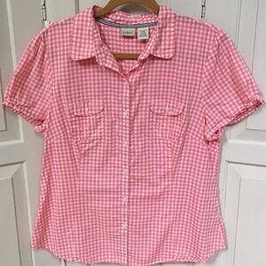 L.L. BEAN Gingham Button Down Blouse